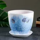 Горшок цветочный Пралеска Сима-ленд 23 см 21 см 5 л керамика белый без автополива