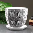 Горшок цветочный Крокус Сима-ленд 22.5 см 19.5 см 5 л керамика белый без автополива