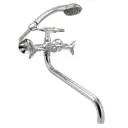 Смеситель для ванны Sanaks Сан-С-4070 двухвентильный с душевой лейкой цвет серебристый