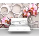 Фотообои флизелиновые Первое ателье 160x100 см Орхидеи на фоне кругов pw73811-1