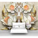 Фотообои флизелиновые Первое ателье 200x150 см Фарфоровые цветы с лепестками-стрелками pw73802