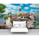 Фотообои флизелиновые Первое ателье 150x100 см Небольшой замок у небольшого фонтана pw70486-1
