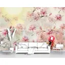 Фотообои флизелиновые Первое ателье 300x204 см Ветки с цветущей магнолией на солнце pw78665-3