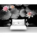 Фотообои флизелиновые Первое ателье 200x125 см Лотосы в черно-белом pw96688-2