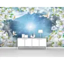 Фотообои флизелиновые Первое ателье 160x100 см Небо в рамке из цветов pw95213-1