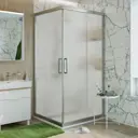 Душевой уголок Stworki 459799 прямой 100х100см хромированный профиль эффект стекла матовый