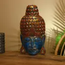 Интерьерный сувенир "Голова Будды" синий с золотым декором, 50 см