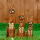 Фигурка сувенирная Simaland "Кошки с ажурной резьбой" набор 3 шт, высота 30см, 40см, 50см