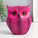 Фигурка сувенирная Simaland "Филин - точки" ярко-розовая 13x15 см