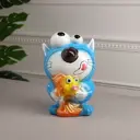 Копилка "Кот с рыбкой" разноцветная, покрытие лак, керамика, 25 см