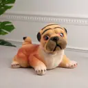 Копилка "Мопс" бежевый цвет, флок, 20 см