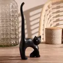 Сувенир интерьерный "Кошка под кольца черная" 15x3x25 см