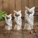 Набор сувениров интерьерных 3 шт "Совушки на камнях" высота 15, 17. 19 см