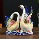 Сувенир интерьерный "Лебеди в заводи с цветами" цветные 21x20.7x10.3 см