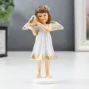 Сувенир интерьерный "Ангелочек-девочка в золотистом платье, с сердечком" 11x3.5x6.5 см