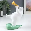 Сувенир интерьерный "Белый мишка с трубой" 19x7.5x11 см