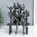 Сувенир интерьерный "Два котика с книгой, на скамейке" серебро 23.5x16x17 см