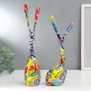 Сувенир интерьерный "Зайцы" граффити набор 2 шт 34x8.5x10.5 см 29x8x12.5 см