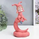 Сувенир интерьерный "Клоун в наушниках на месяце" розовый 20.5x8.5x11 см
