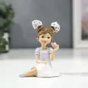 Сувенир интерьерный "Малышка с цветочками в хвостиках с бутоном" 10x7.5x5.5 см