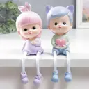 Сувенир интерьерный "Малыш-котик/Малышка-зайка с длинными ножками" набор 2 шт 19x6x7.5 см