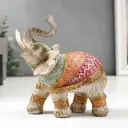 Сувенир интерьерный "Слон в разноцветной попоне с рисунками" под дерево 15x16x7.7 см