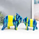 Сувенир интерьерный "Слоны" подтёки краски набор 2 шт 15.6x8.5x18 20x11x25 см