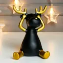 Сувенир интерьерный "Чёрный олешка с золотыми рожками" 14x9x9см