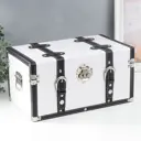 Шкатулка универсальная "Сундук с ремнями" белый 19x21x35 см