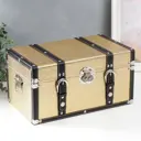 Шкатулка универсальная "Сундук с ремнями" золотой 19x21x35 см