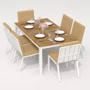 Садовая мебель для отдыха Ideal patio outdoor style TELLA_GIRA 180 beige алюминий белый:стол, 6 стульев