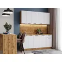 Кухонный гарнитур Mebiplex Вивиан 180x215.40x60 см МДФ цвет белый матовый/дуб вотан