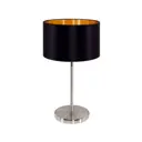 Лампа настольная Eglo MASERLO, 1x60W E27, никель мат./текстиль, черный, золотой
