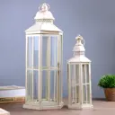 Подсвечник Simaland фонарик "Фес" белый с патиной набор 2 шт 35x13.5x11.8; 51x21x18 см
