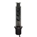Розетка выдвижная тройная встраиваемая Rocketsocket AM-105S-3EU2UC-12 с заземлением вертикальная 2 USB цвет чёрный графит