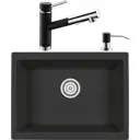 Врезная мойка Domaci Солерно EMQ-1555.Р 45.50x46x1 см кварц цвет черный