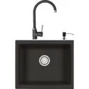 Врезная мойка Domaci Солерно EMQ-1555.Р 55.50x46x1 см кварц цвет черный/серый/антрацит