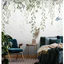 Фотообои флизелиновые Luxury walls 300x270 см Листья и Птицы AM07603