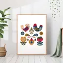 Постер 28 картин "Этнический орнамент птицы хохлома" 50x40 см в тубусе без рамы