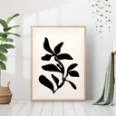 Постер 28 картин "Абстракция черное растение на светлом фоне" 70x50 см в тубусе без рамы