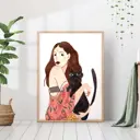 Постер 28 картин "Брунна Манкузо девушка с кошкой" 50x40 см в тубусе без рамы