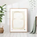 Постер 28 картин "Абстракция белая фигура на бежевом" 40x30 см в тубусе без рамы