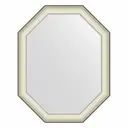Зеркало с рамой Evoform Octagon 74x94 см цвет рамы белая кожа с хромом