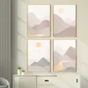 Набор постеров 28 картин "Абстракция пейзаж в светлых тонах" 40x30 см, 4 шт, в тубусе без рамы