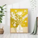 Постер 28 картин "Букет цветов на желтом фоне" 70x50 см