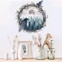 Наклейка интерьерная "Вороны и лес" 30x30 см