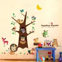 Наклейка интерьерная цветная "Звери-индейцы и дерево" 60x90 см