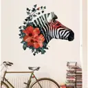 Наклейка интерьерная цветная "Зебра и маки" 50x70 см