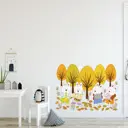 Наклейка интерьерная цветная "Кролики-музыканты в осеннем лесу" 45x60 см