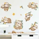 Наклейка интерьерная цветная "Малыши ленивцы" набор 2 листа 30x90 см